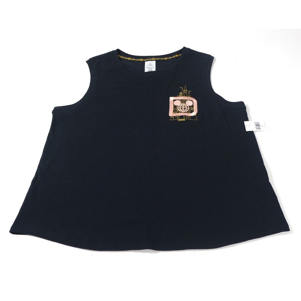 Disney Tank Top Womens XL Black Walt Disney World Castle Embroidered Sleeveless